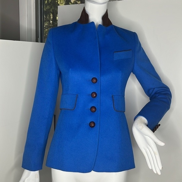 Algo of Switzerland Sz 32 / US 4 Electric Blue Cashmere Fitted Blazer - New - Picture 4 of 11